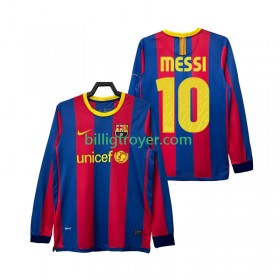 Billige Fotballdrakter FC Barcelona Lionel Messi 10 2010 2011 Retro Hjemmedraktsett Langermet